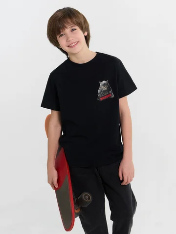 Футболка для мальчиков черная с принтом 