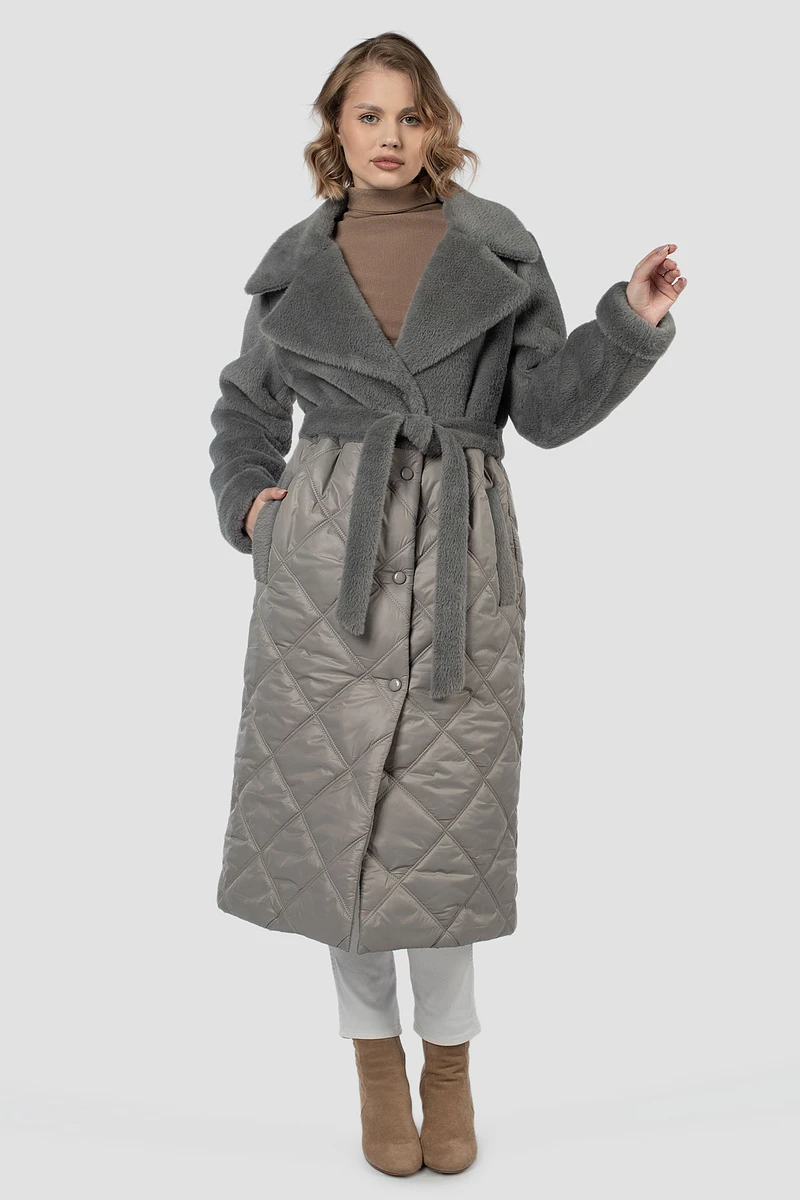 

Пальто пояс, Серый