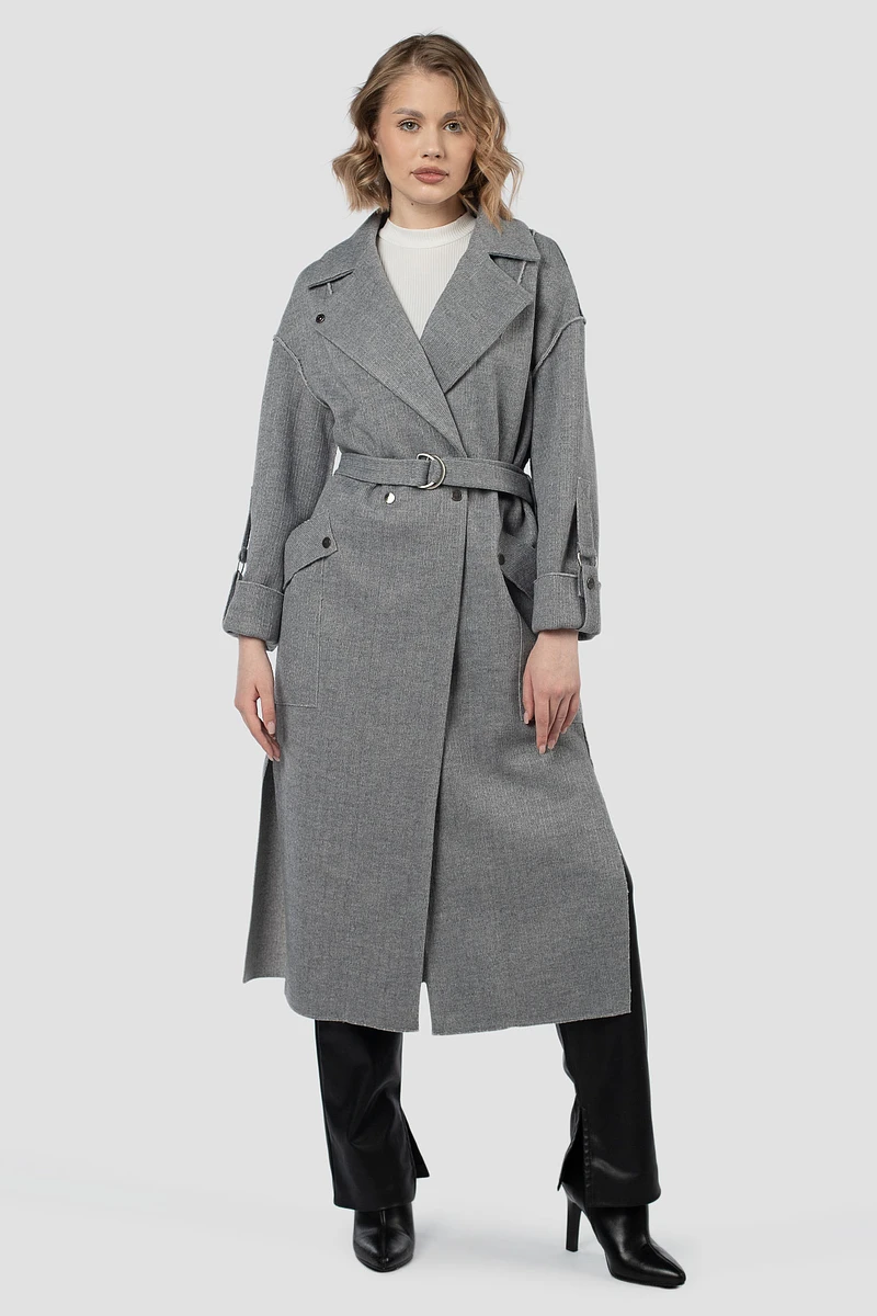 

Пальто пояс, Серый