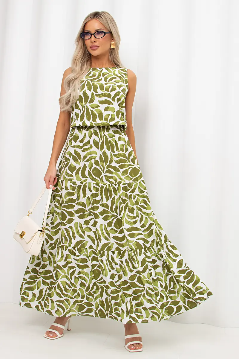 

Платье, Разноцветный;оливковый/белый