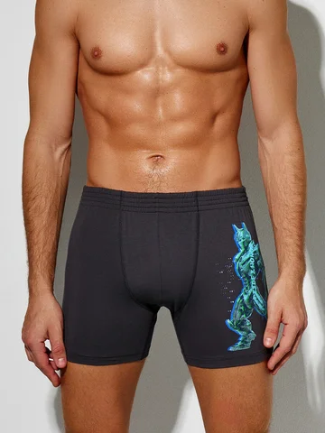 Трусы боксеры мужские удлиненные серые с