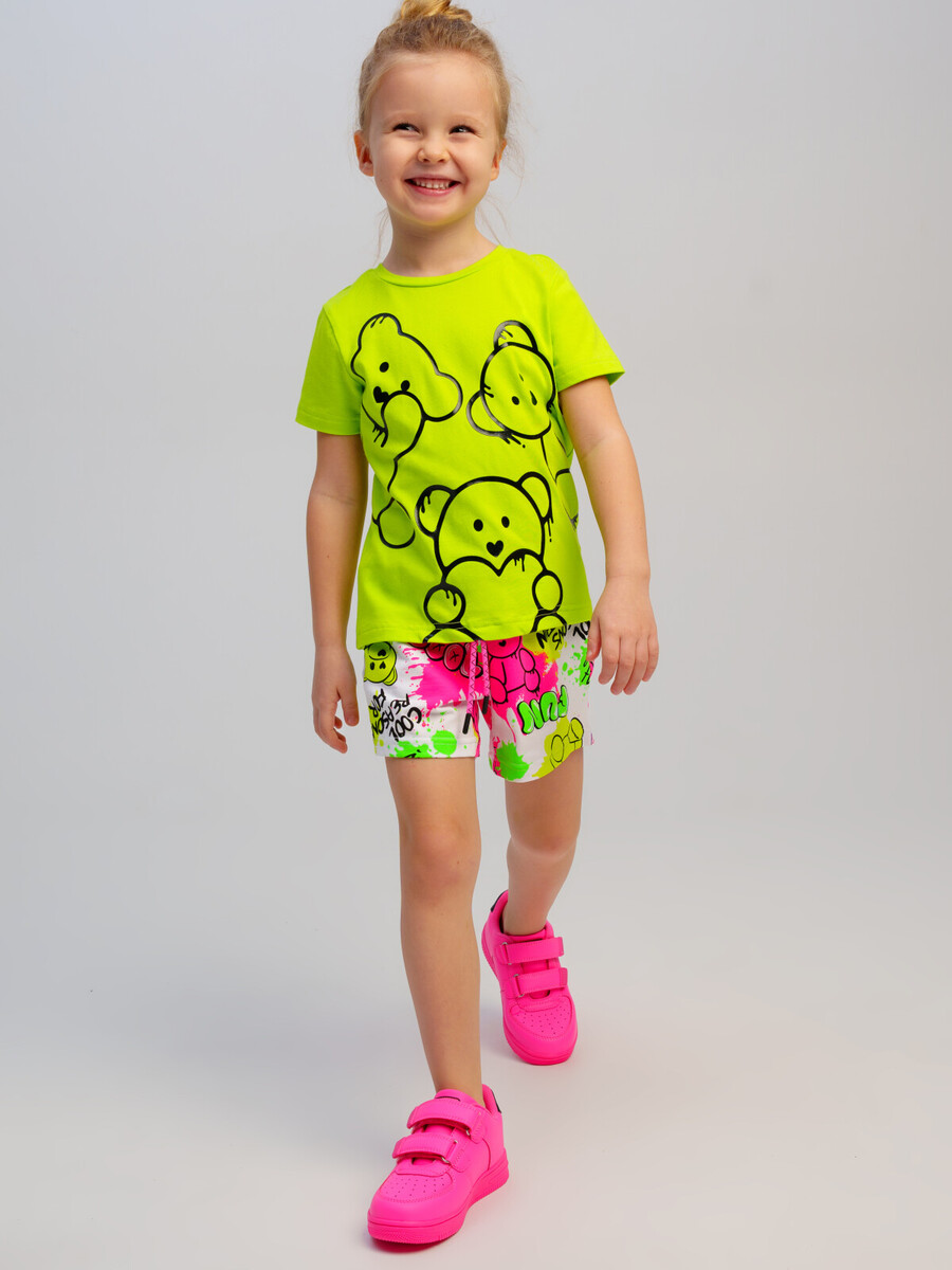 

Комплект трикотажный фуфайка футболка шорты, Разноцветный