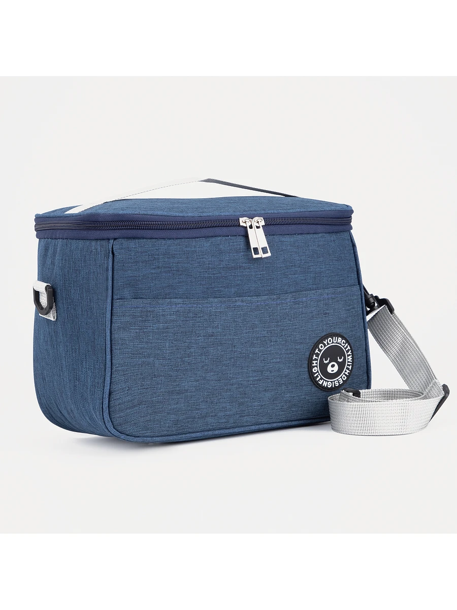 

Термосумка на молнии, объем 8 л, наружный карман, регулируемый ремень, синяя, Синий