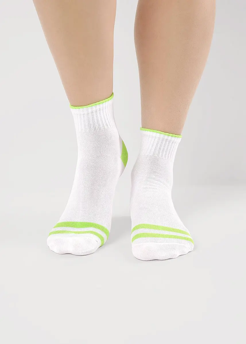 

Носки, Белый;белый/салатовый