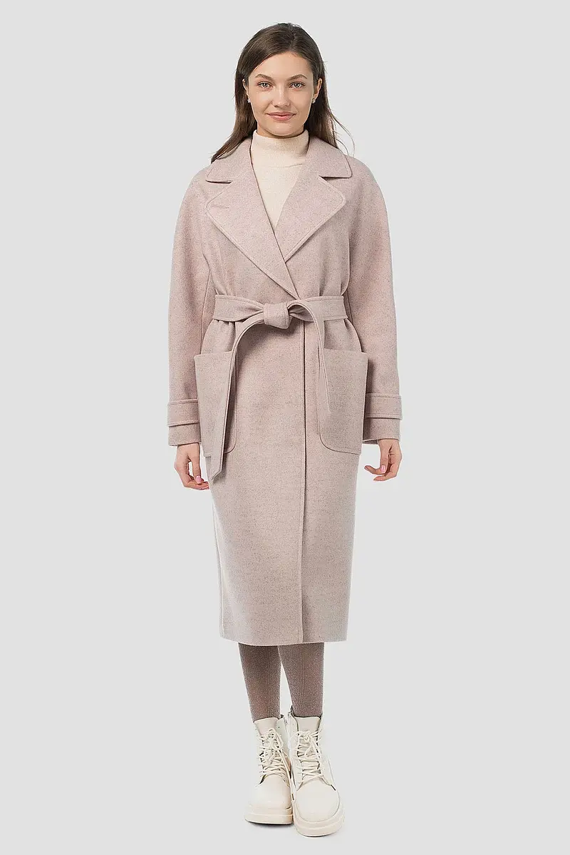 

Пальто пояс, Розовый;чайная роза