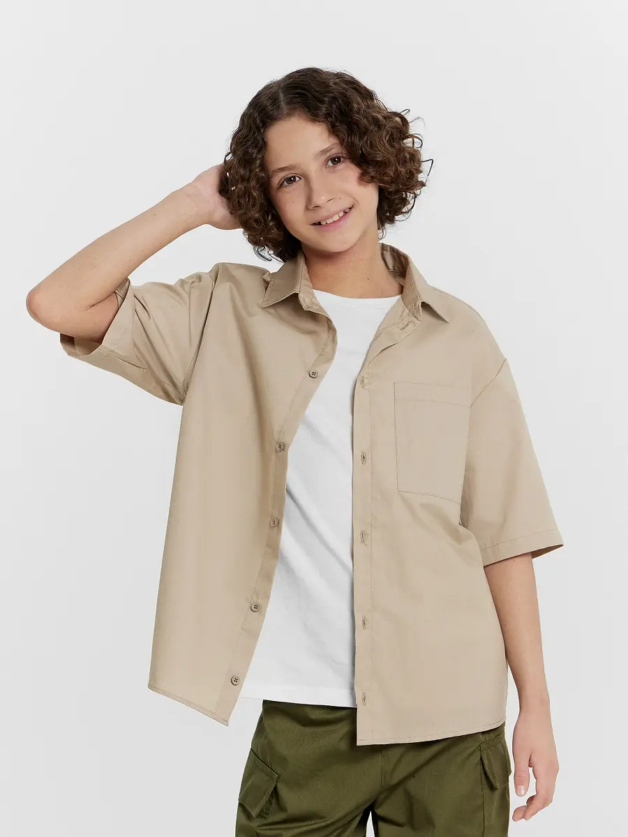 

Рубашка для мальчиков, Бежевый;песочный