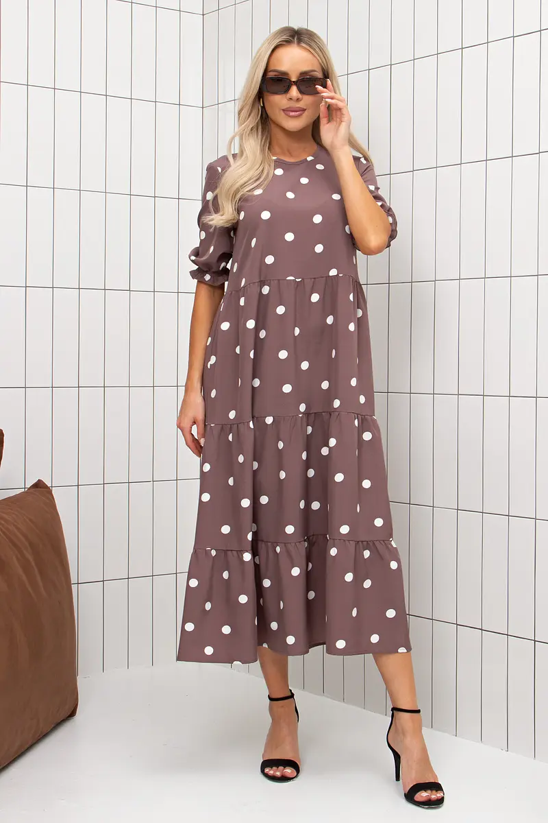 

Платье, Коричневый;мокко/горох