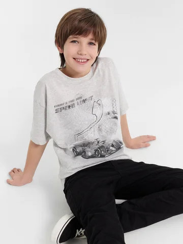 Футболка для мальчиков серая с принтом