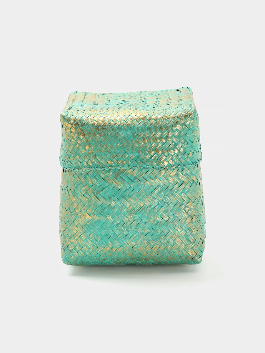 

Корзинка плетеная, Голубой;золотистый