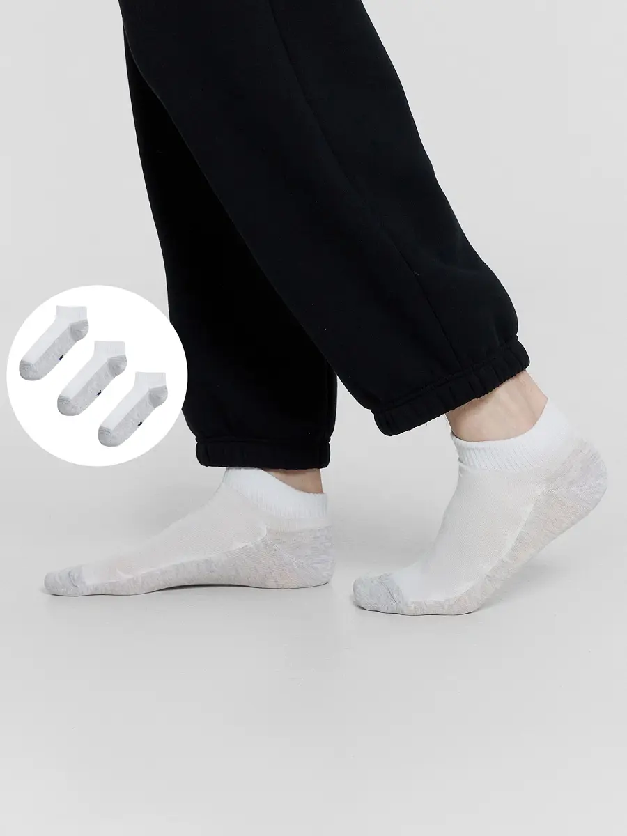 

Носки мужские (3 пары), Белый;белый /св.серый меланж-3/