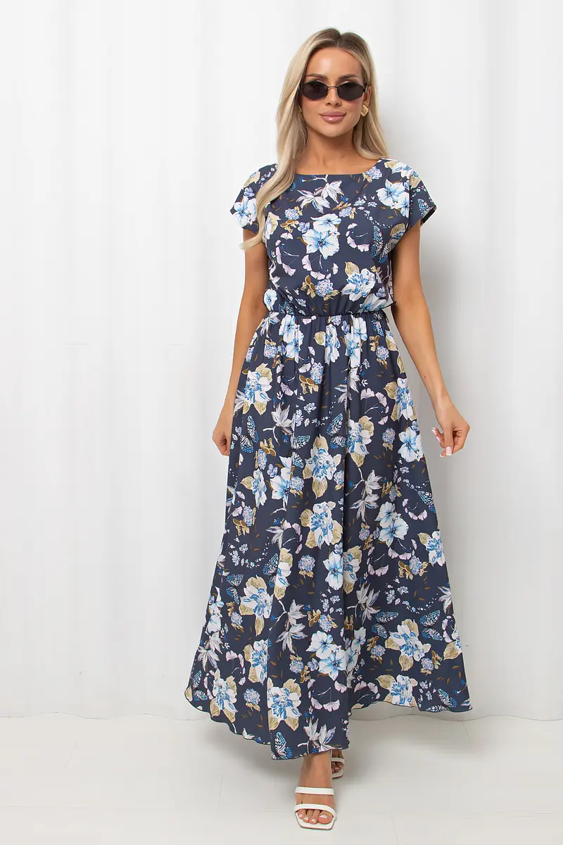 

Платье, Серый;т.серый/белые цветы