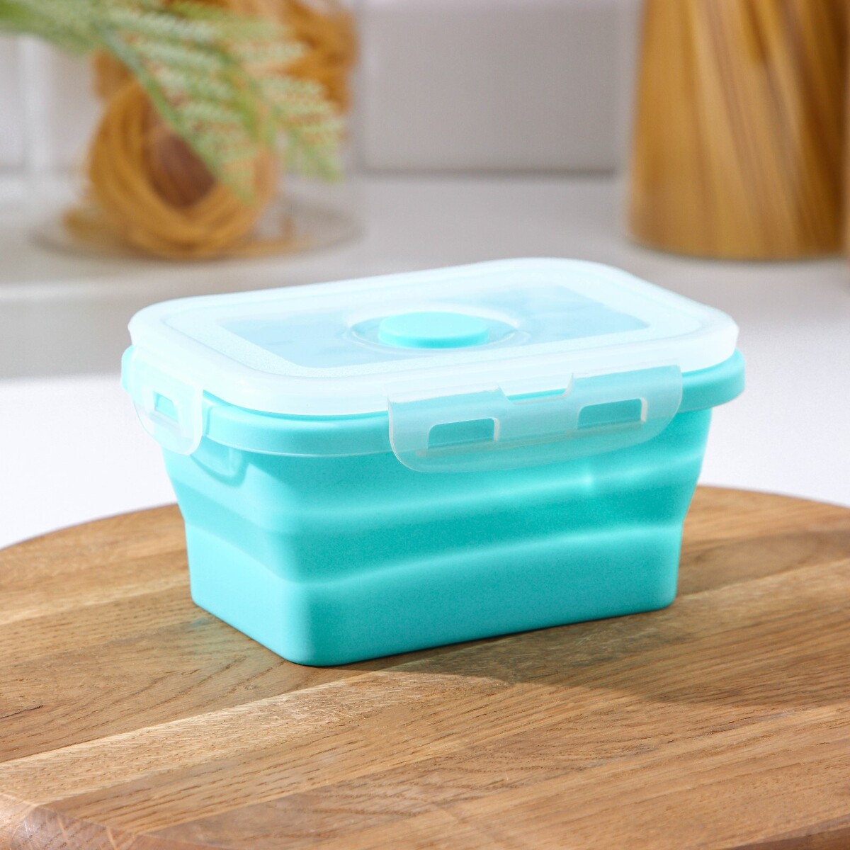 

Контейнер для еды складной с крышкой доляна, Бирюзовый