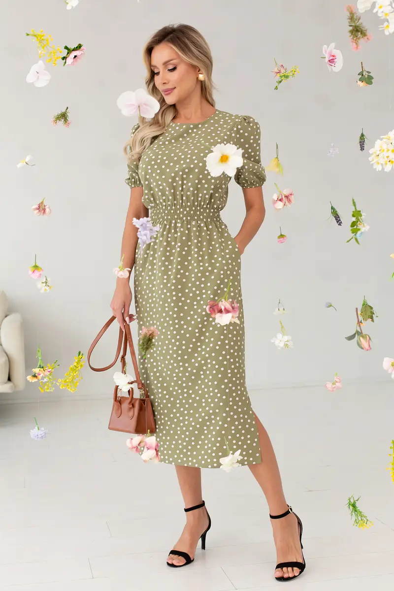 

Платье, Хаки;оливковый/горох