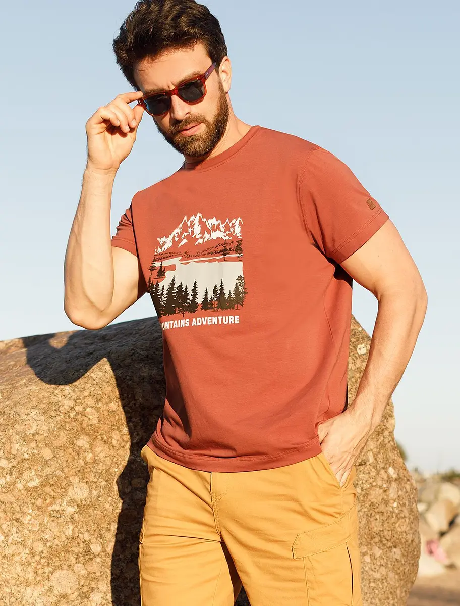 

Футболка, Коричневый;кирпичный_mountains adventure