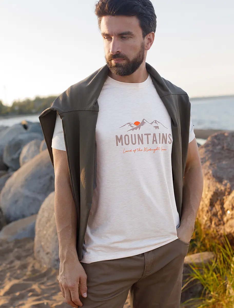 

Футболка, Бежевый;овсяный меланж_горы