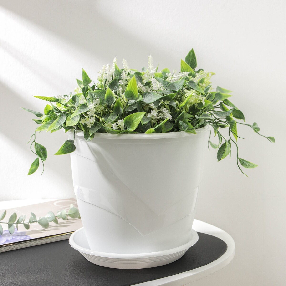 

Горшок для цветов с поддоном, Белый