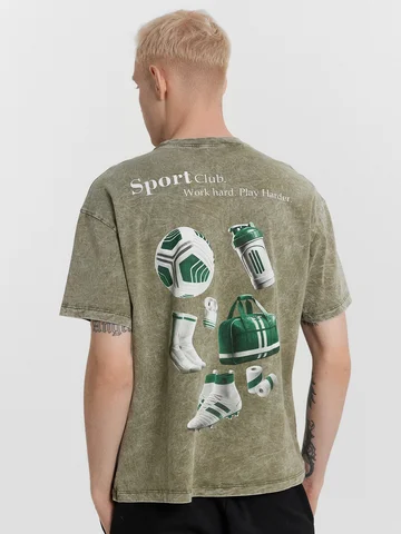 Футболка мужская хаки с принтом