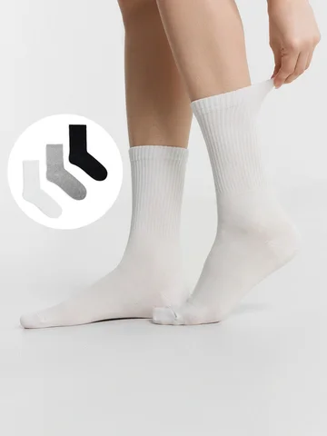 Носки женские высокие в наборе, 3 пары