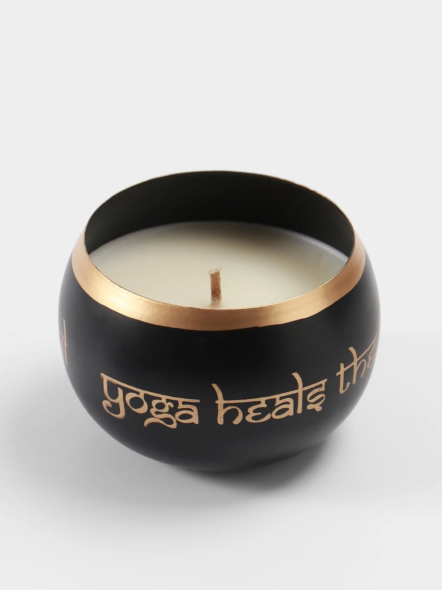 

Свеча в чаше yoga heal the soul, 200 г, 8.5×7 см, соевый воск, черная, Черный