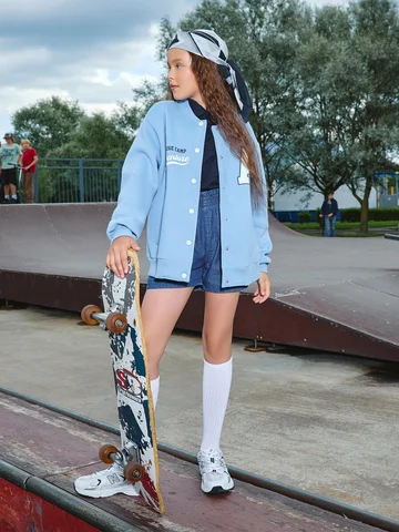 Бомбер для девочек голубой