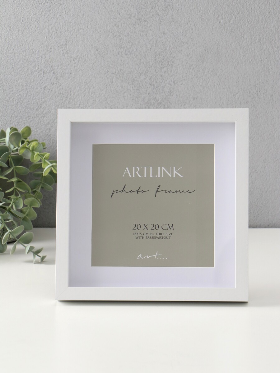 

Фоторамка для фото 20×20 см, с паспарту 14×14 см мдф camila, белый