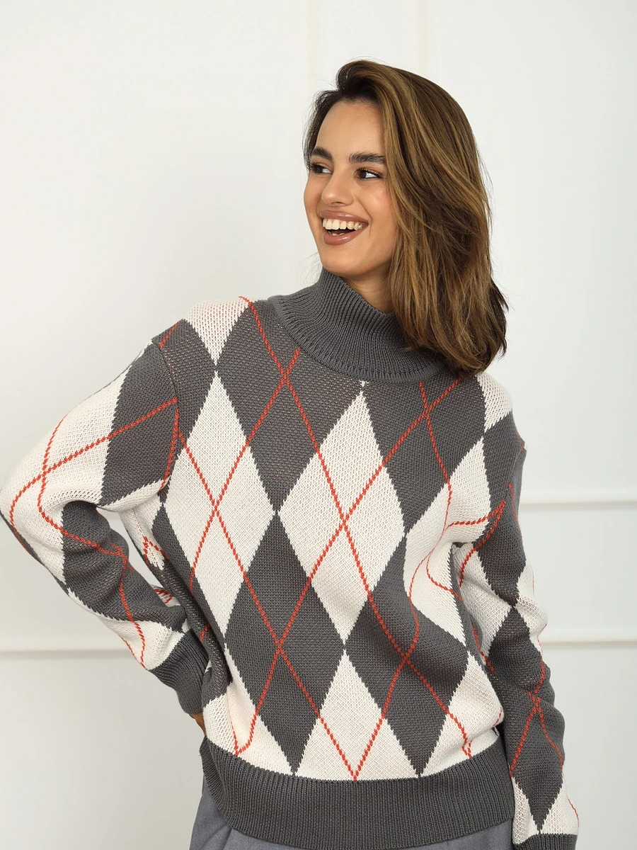 

Свитер, Разноцветный;молочный;сталь;красно-оранжевый