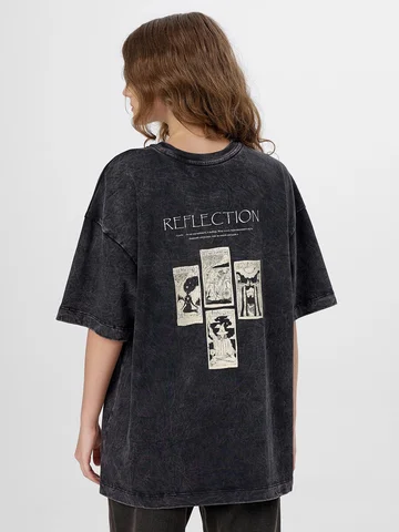 Футболка женская серая с принтом и надпи