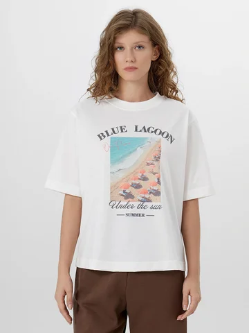 Футболка женская белая с принтом