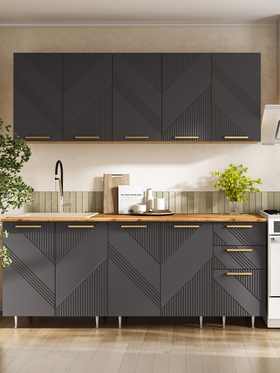 

Кухонный гарнитур прямой, Серый