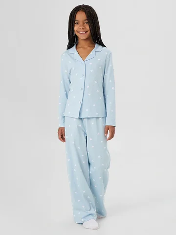 Комплект для девочек голубой с принтом с