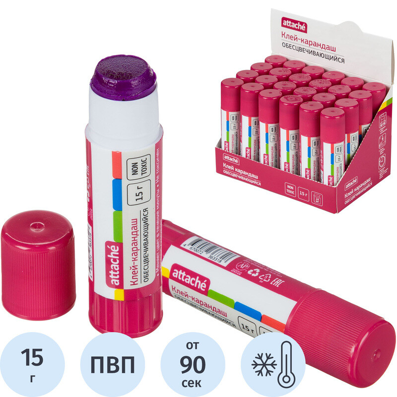 

Клей-карандаш Attache Хамелеон 15 г обесцвечивающийся