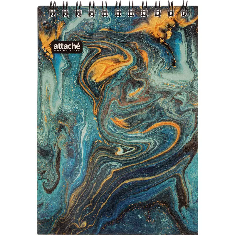 

Блокнот Attache Selection Fluid A6 80 листов бирюзовый в клетку на спирали (101х145 мм)