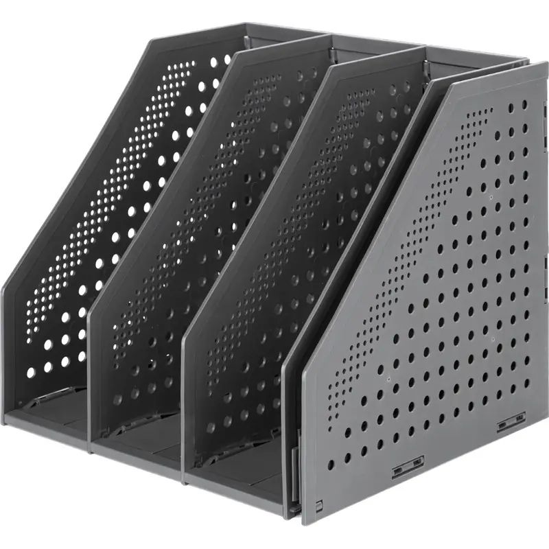 

Лоток вертикальный для бумаг Deli 332 мм пластиковый темно-серый 4 отделения