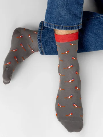 Носки мужские серые с узором в виде попу