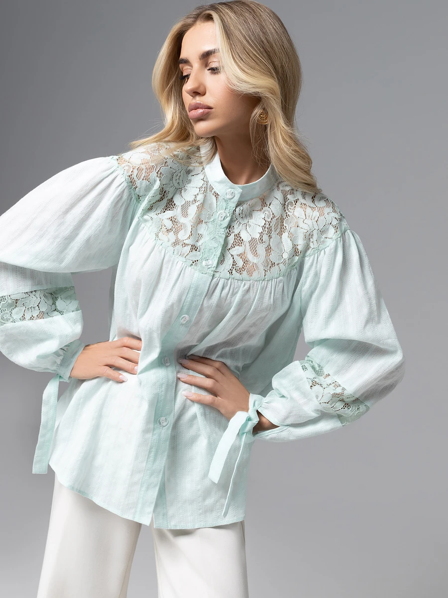 

Рубашка, Бирюзовый;мятный