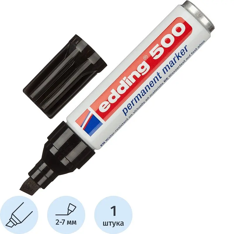 

Маркер перманентный Edding E-500/1 черный (толщина линии 2-7 мм) скошенный наконечник