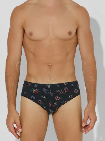 Трусы мужские плавки черные с принтом