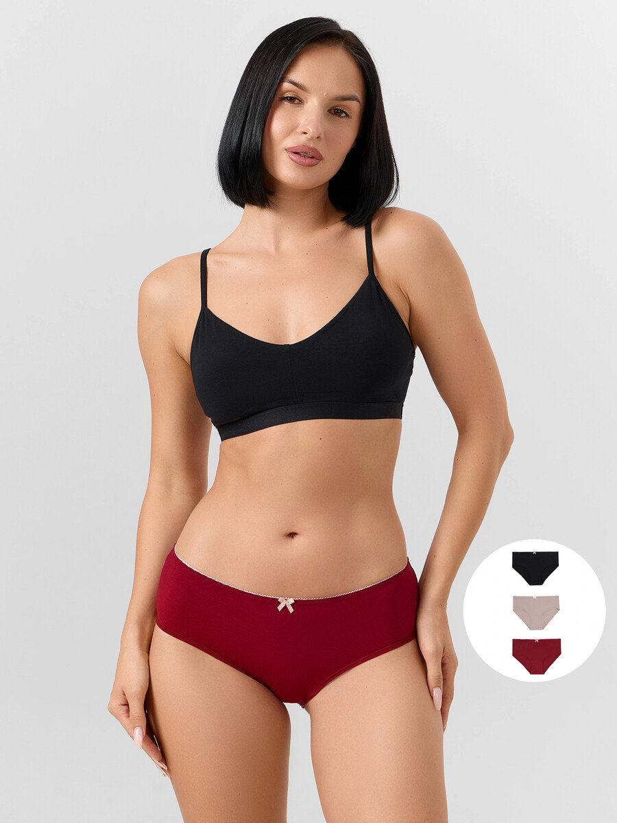 

Трусы шорты женские в наборе, 3 шт, Бордовый