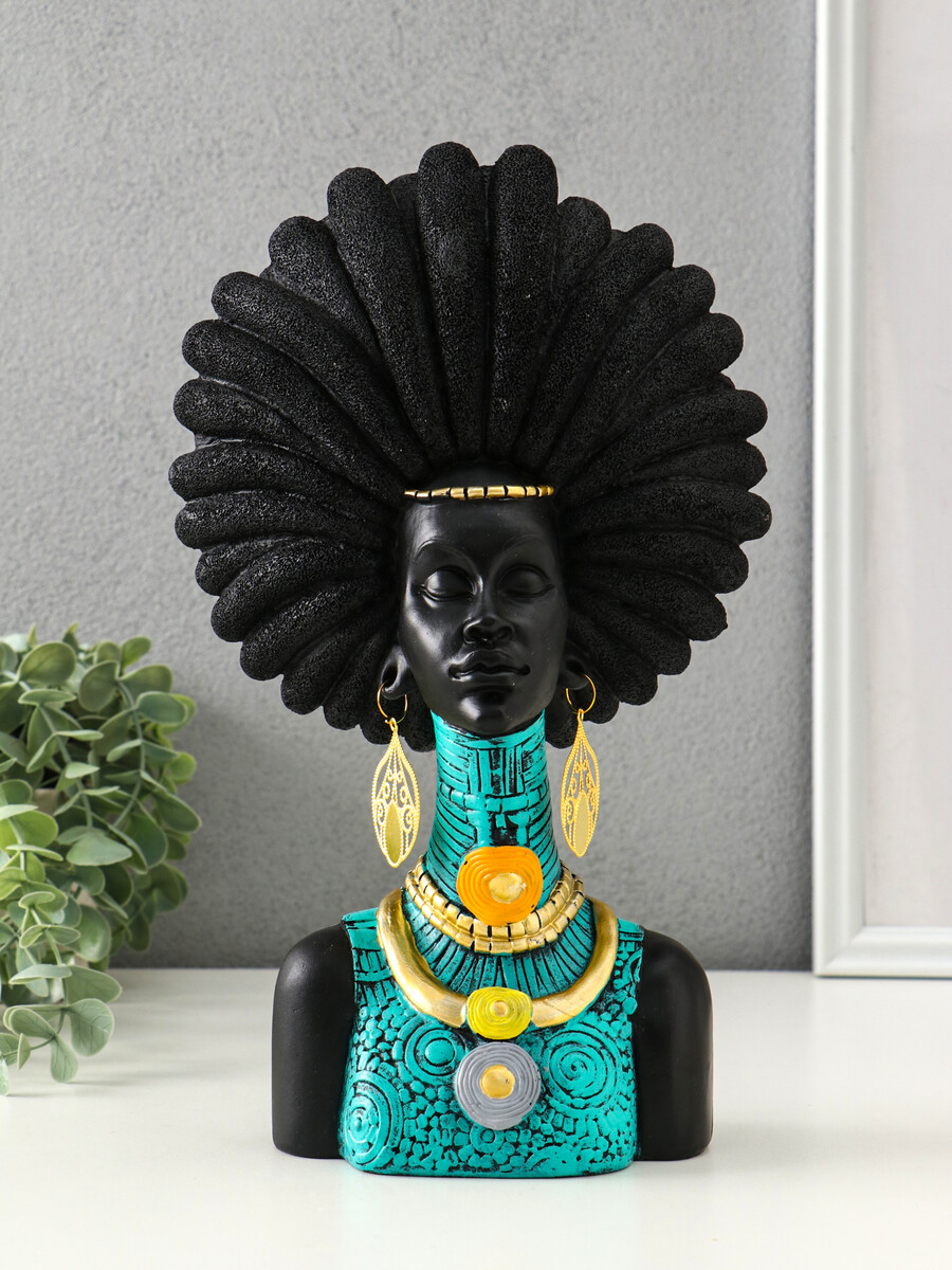 

Бюст полистоун, Черный;бирюзовый