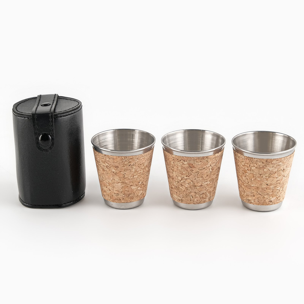 

Набор стопок мастер к, 70 мл, 6 см, 3 шт., чехол, металл, Бежевый