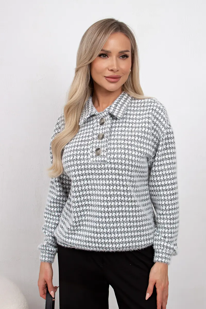 

Джемпер, Серый;черный/гусиные лапки