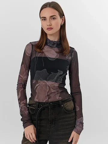 Джемпер женский черный из сетки