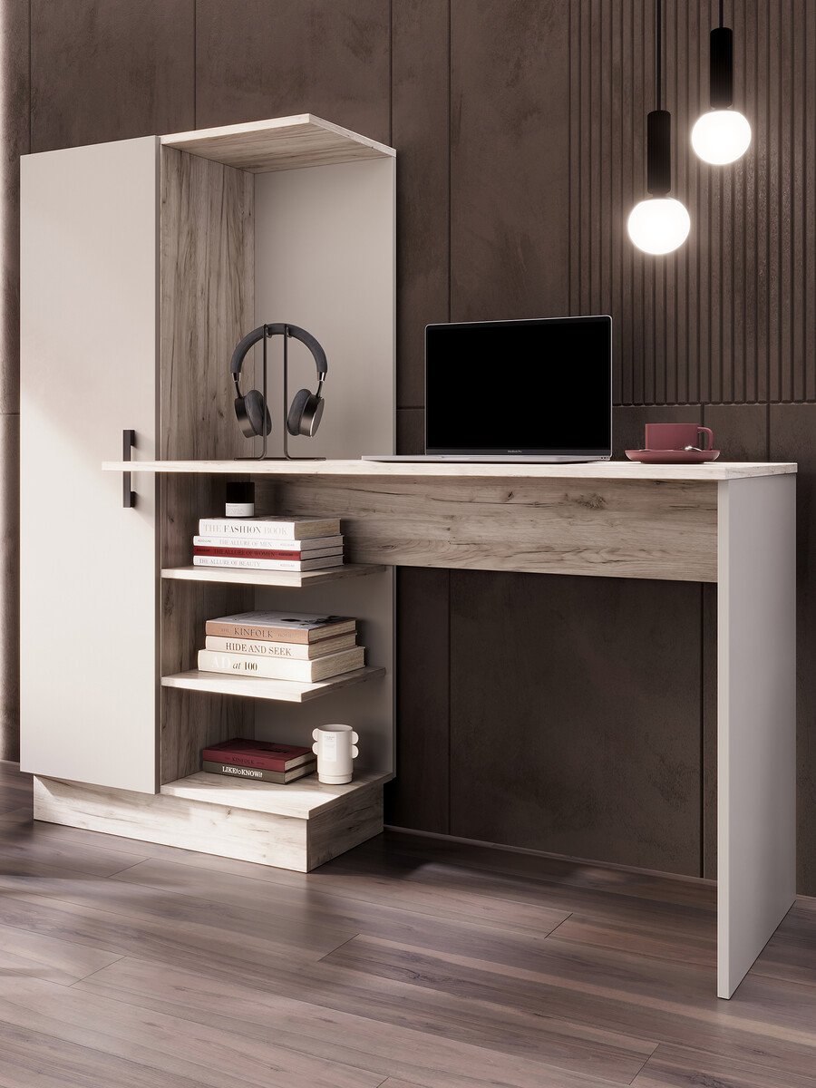 

Стол компьютерный №1, 1450×502×1350 мм, цвет кашемир/крафт серый, Бежевый