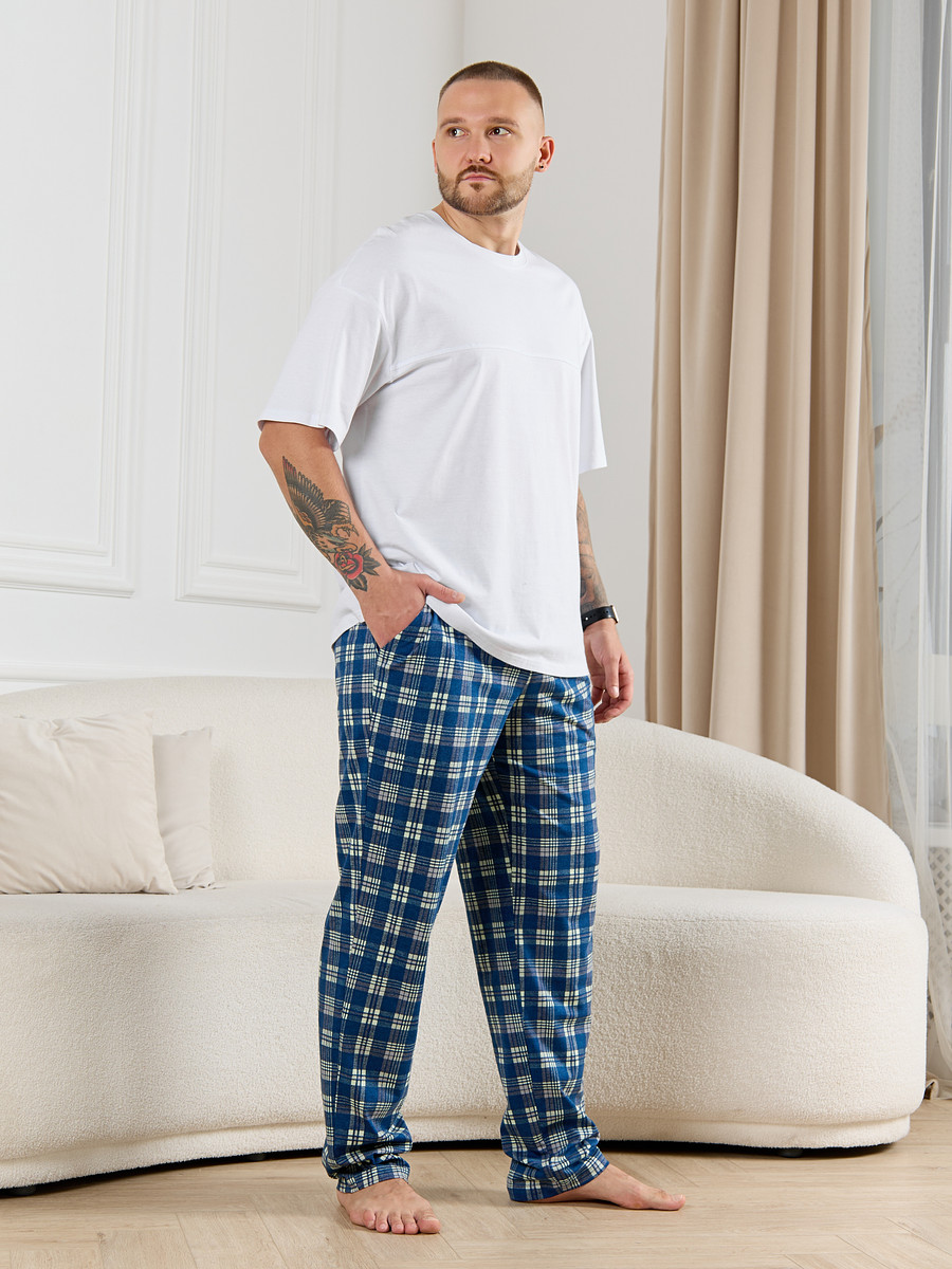 

Брюки, Синий;клетка синяя