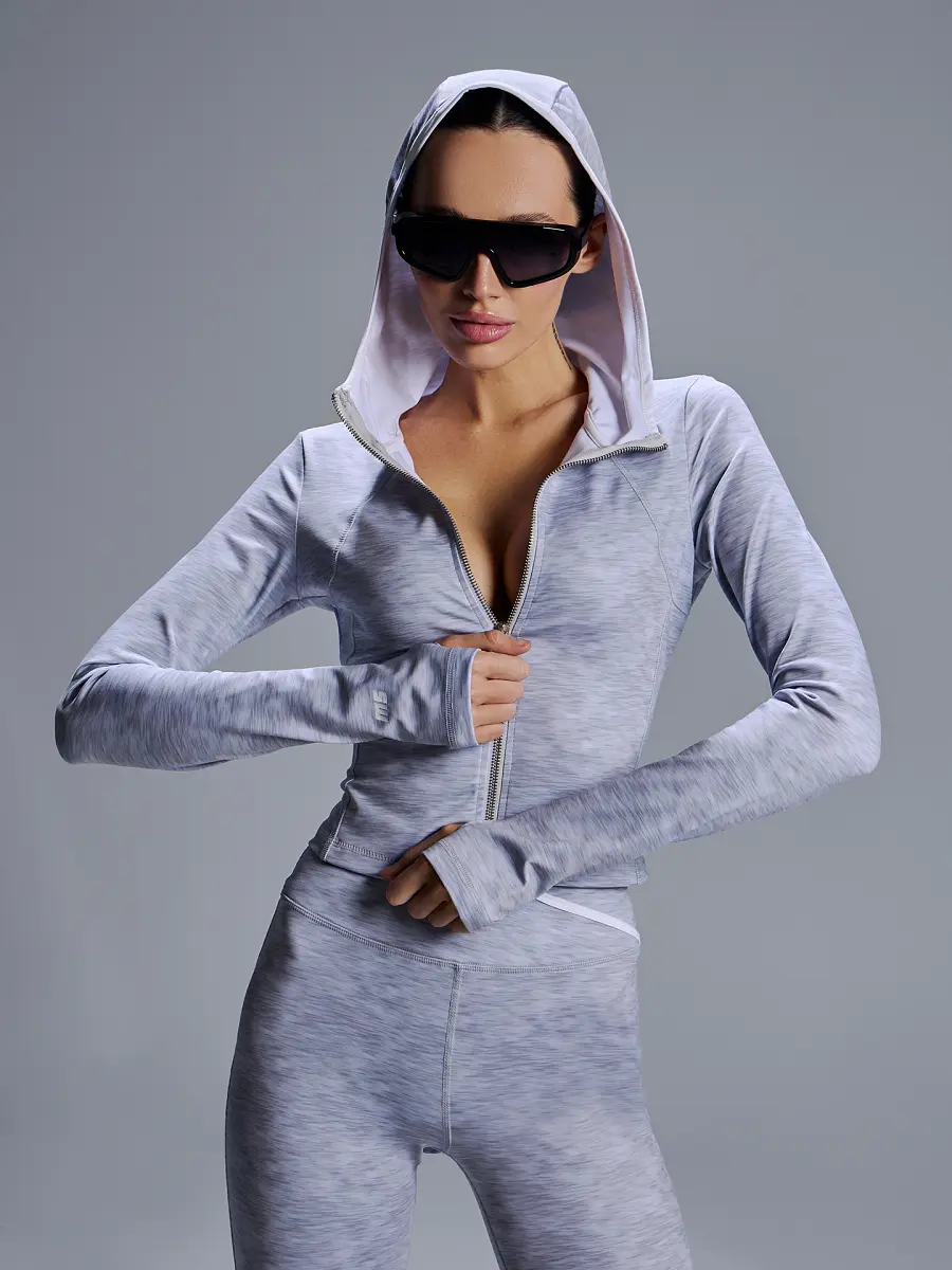 

Рашгард спортивный женский серый, Серый;серый меланж +печать