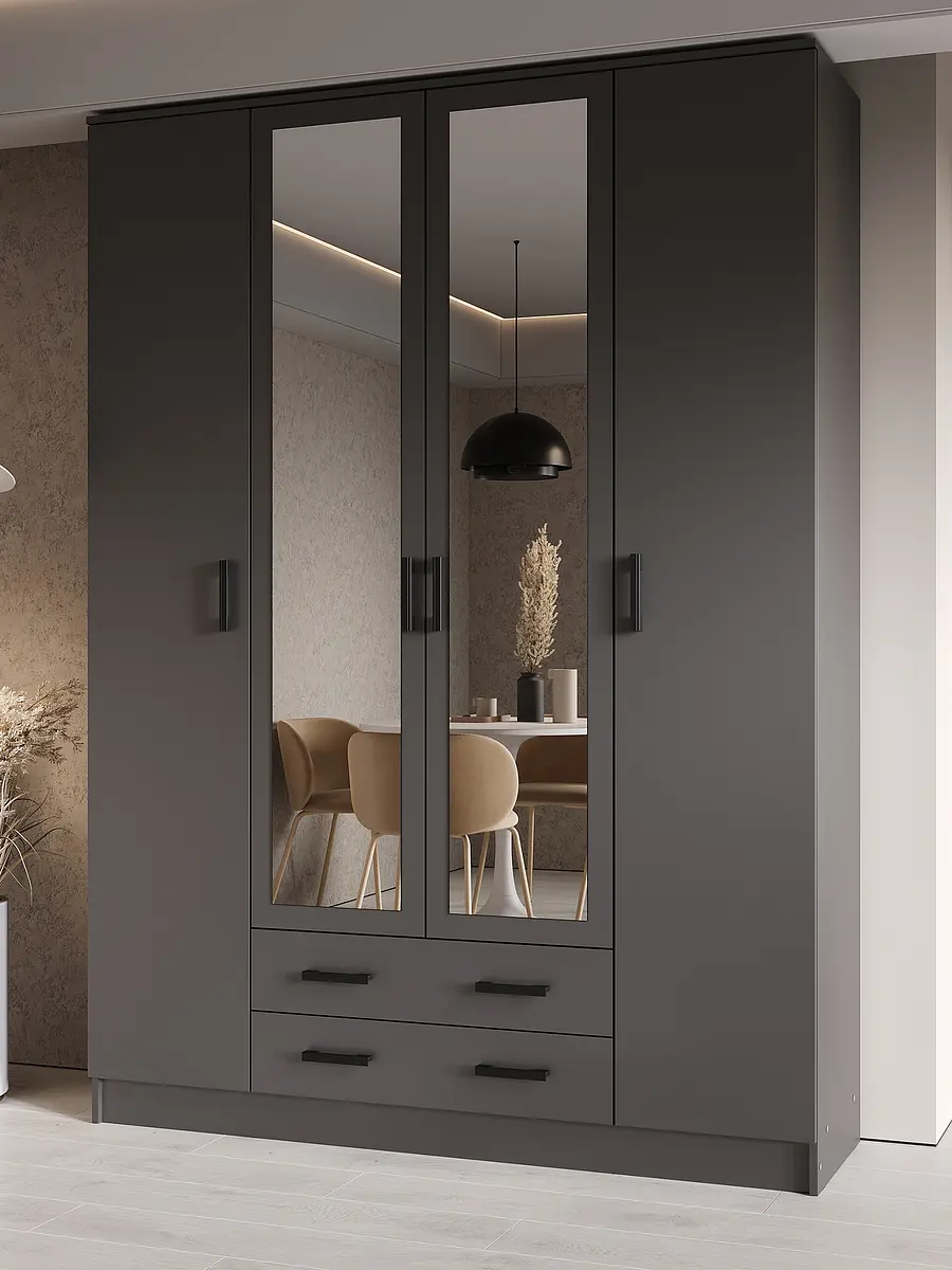 

Шкаф четырехстворчатый, Серый