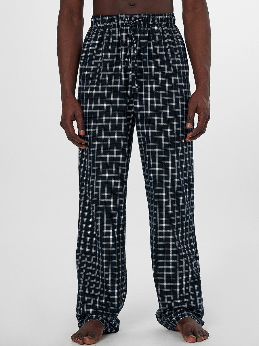 

Брюки домашние мужские черные в клетку, Черный;клетка белая на черном