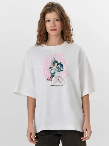 Футболка женская белая с новогодним прин