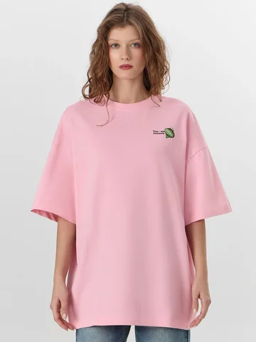 Футболка женская розовая с новогодним пр