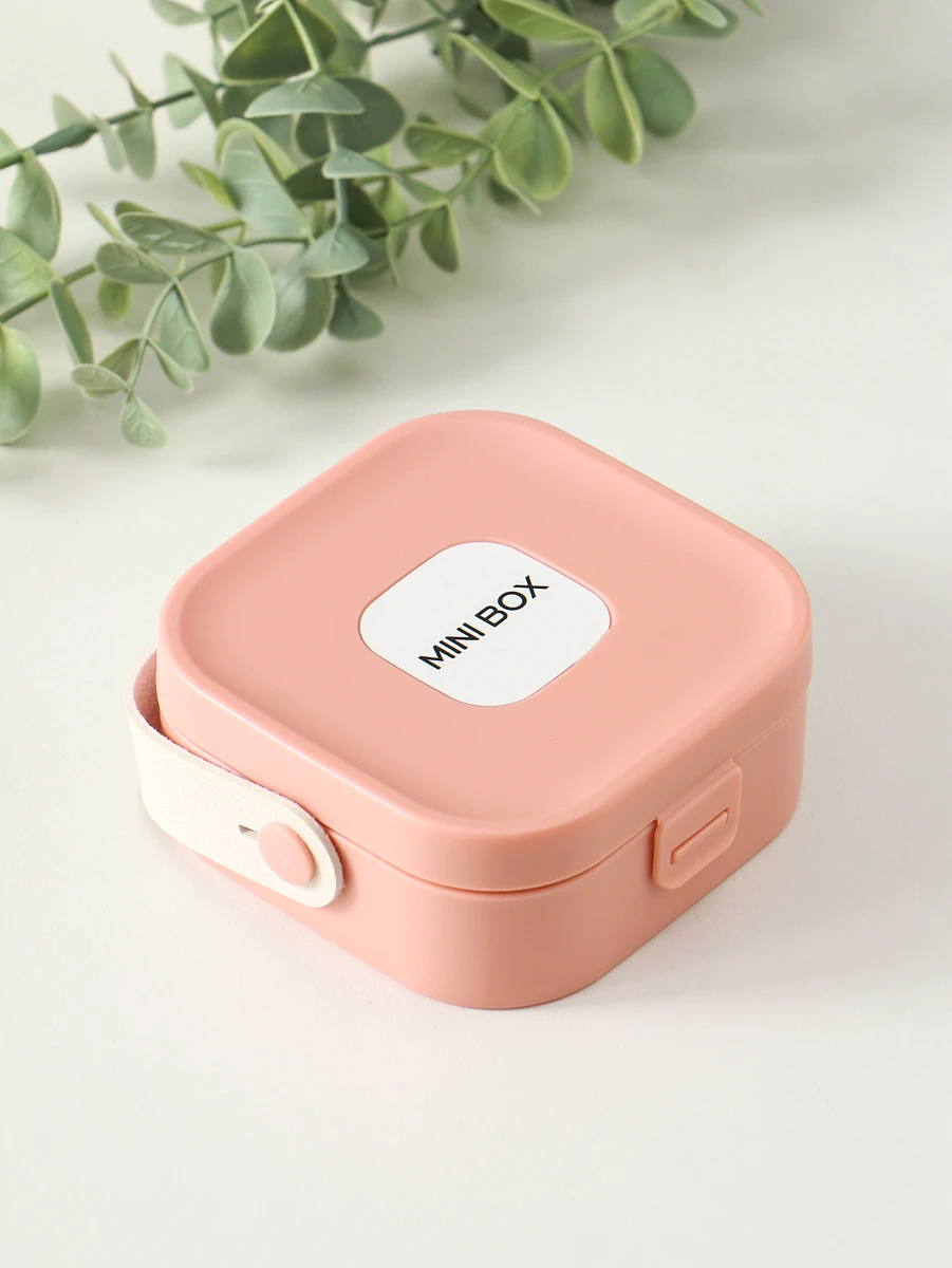 

Шкатулка для украшений с зеркалом, с ручкой 3 ячейки, 3 полосы, персик, пластик, 9×9×3.8 см, Розовый